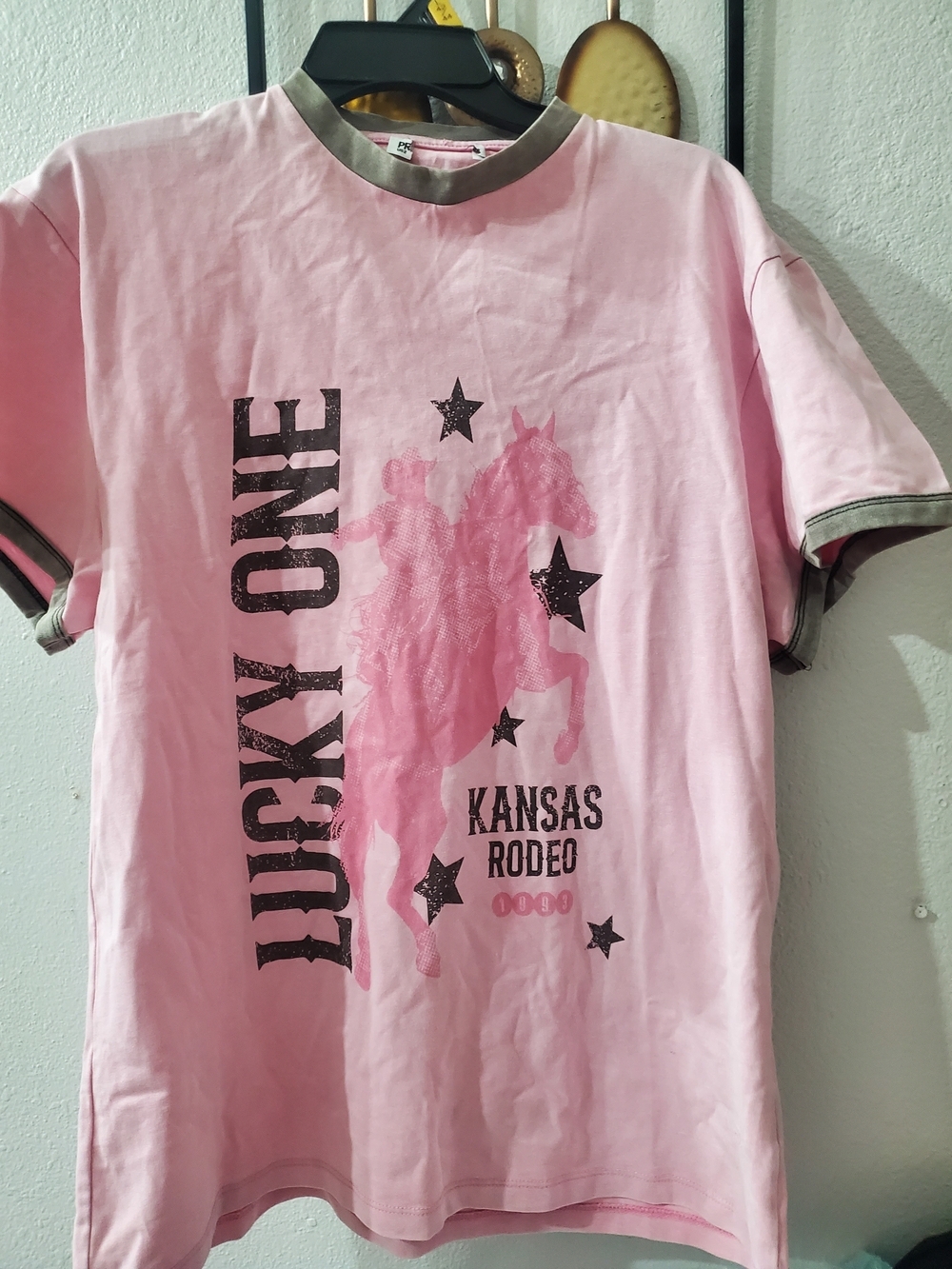 Princess Polly Pink 'Lucky One' Kansas Rodeo Graphic Tee with Trim